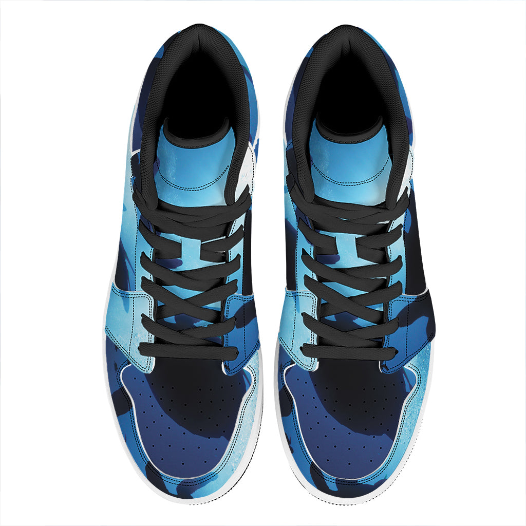 Sea Turtle Family Underwater Print High Top Leather Sneakers