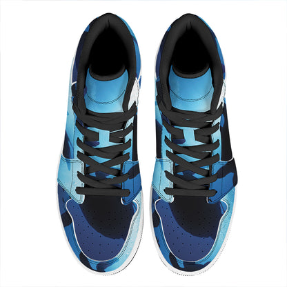 Sea Turtle Family Underwater Print High Top Leather Sneakers