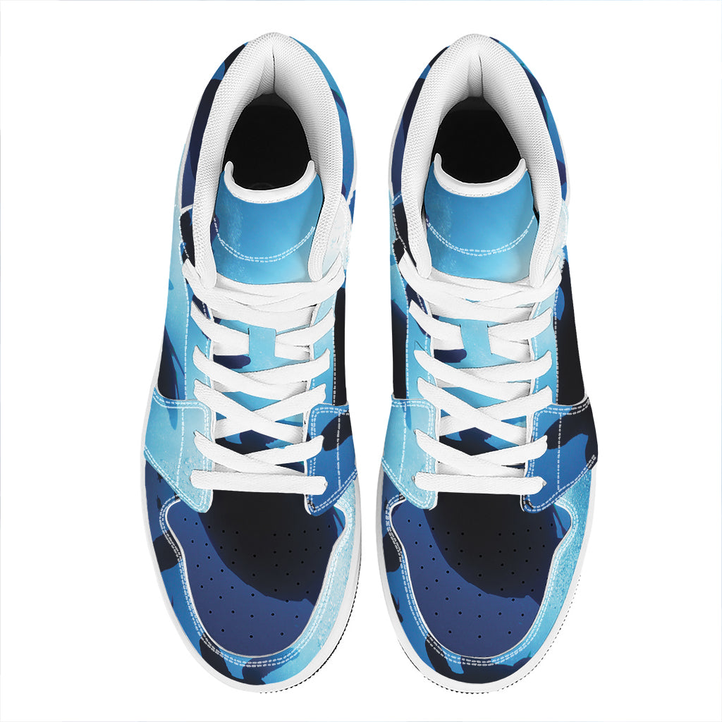 Sea Turtle Family Underwater Print High Top Leather Sneakers