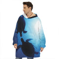 Sea Turtle Family Underwater Print Hoodie Blanket