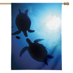 Sea Turtle Family Underwater Print House Flag