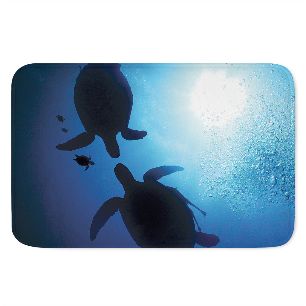 Sea Turtle Family Underwater Print Indoor Door Mat