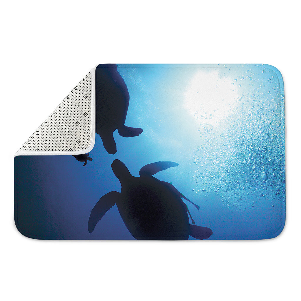 Sea Turtle Family Underwater Print Indoor Door Mat