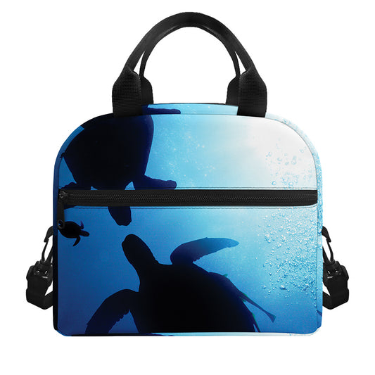 Sea Turtle Family Underwater Print Insulated Lunch Bag