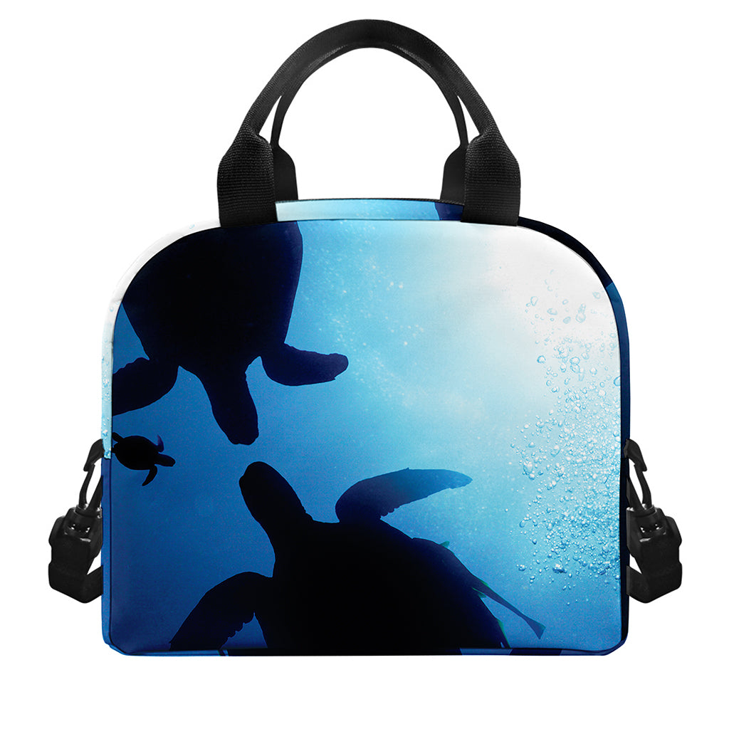 Sea Turtle Family Underwater Print Insulated Lunch Bag