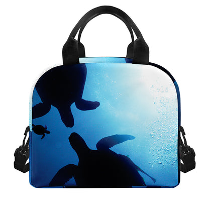 Sea Turtle Family Underwater Print Insulated Lunch Bag