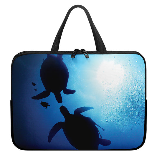 Sea Turtle Family Underwater Print Laptop Sleeve With Handle