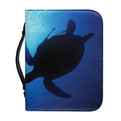 Sea Turtle Family Underwater Print Leather Bible Cover