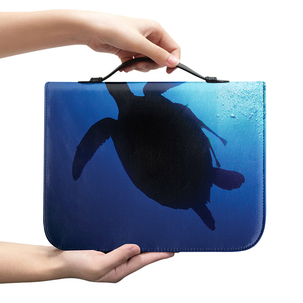 Sea Turtle Family Underwater Print Leather Bible Cover