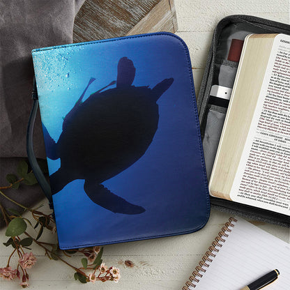 Sea Turtle Family Underwater Print Leather Bible Cover
