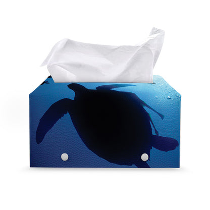 Sea Turtle Family Underwater Print Leather Tissue Box Cover