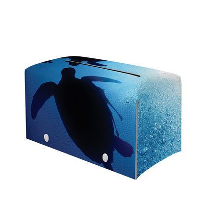 Sea Turtle Family Underwater Print Leather Tissue Box Cover