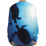 Sea Turtle Family Underwater Print Long Sleeve Baseball Jersey