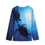 Sea Turtle Family Underwater Print Long Sleeve Short Coat