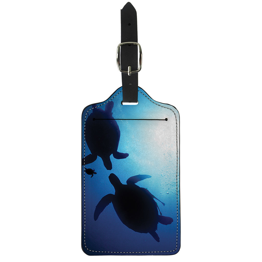 Sea Turtle Family Underwater Print Luggage Tag