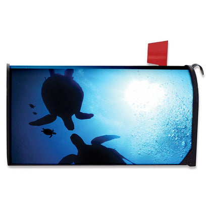 Sea Turtle Family Underwater Print Mailbox Cover