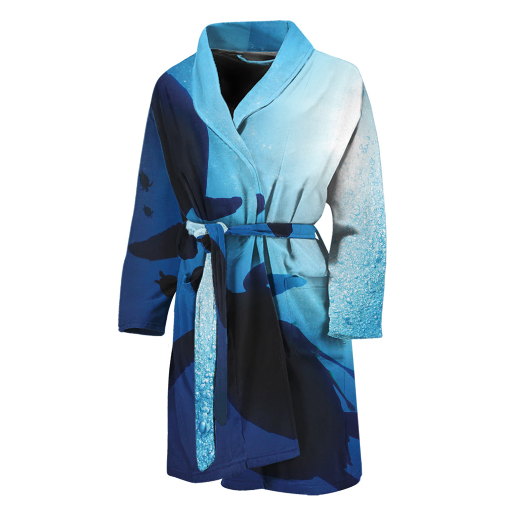 Sea Turtle Family Underwater Print Men's Bathrobe