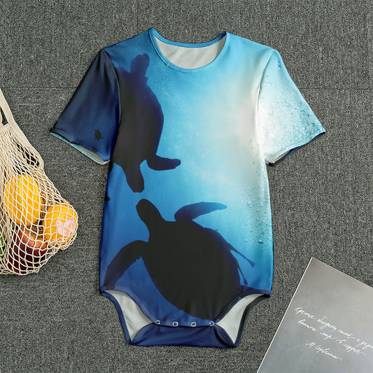 Sea Turtle Family Underwater Print Men's Bodysuit