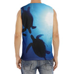 Sea Turtle Family Underwater Print Men's Fitness Tank Top