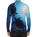 Sea Turtle Family Underwater Print Men's Long Sleeve Rash Guard