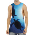 Sea Turtle Family Underwater Print Men's Muscle Tank Top