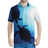 Sea Turtle Family Underwater Print Men's Polo Shirt