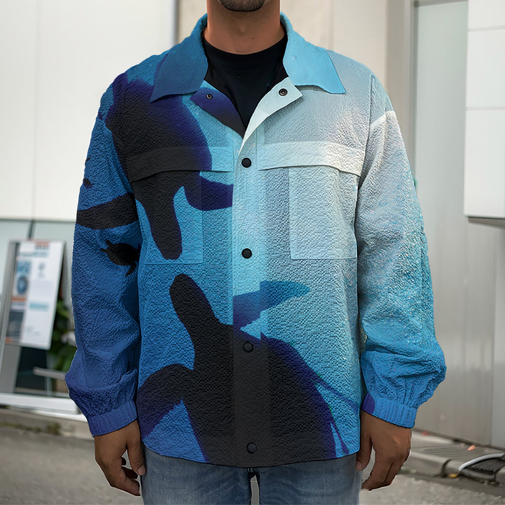 Sea Turtle Family Underwater Print Men's Shirt Jacket