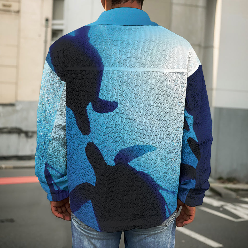 Sea Turtle Family Underwater Print Men's Shirt Jacket