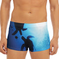 Sea Turtle Family Underwater Print Men's Short Boxer Briefs