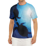 Sea Turtle Family Underwater Print Men's Short Sleeve Rash Guard
