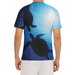 Sea Turtle Family Underwater Print Men's Short Sleeve Rash Guard
