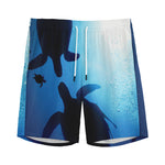 Sea Turtle Family Underwater Print Men's Sports Shorts