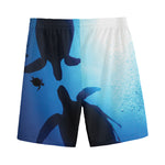 Sea Turtle Family Underwater Print Men's Sports Shorts