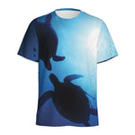 Sea Turtle Family Underwater Print Men's Sports T-Shirt