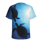 Sea Turtle Family Underwater Print Men's Sports T-Shirt