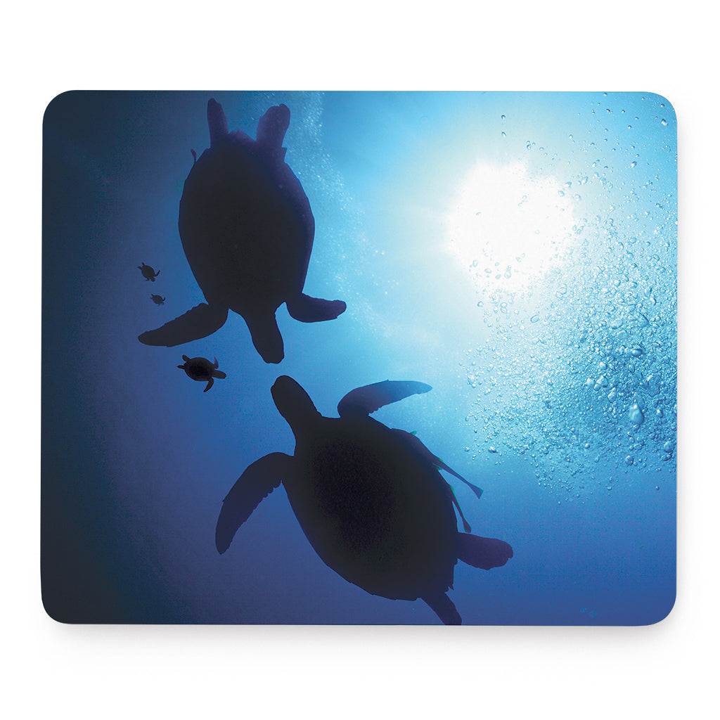 Sea Turtle Family Underwater Print Mouse Pad