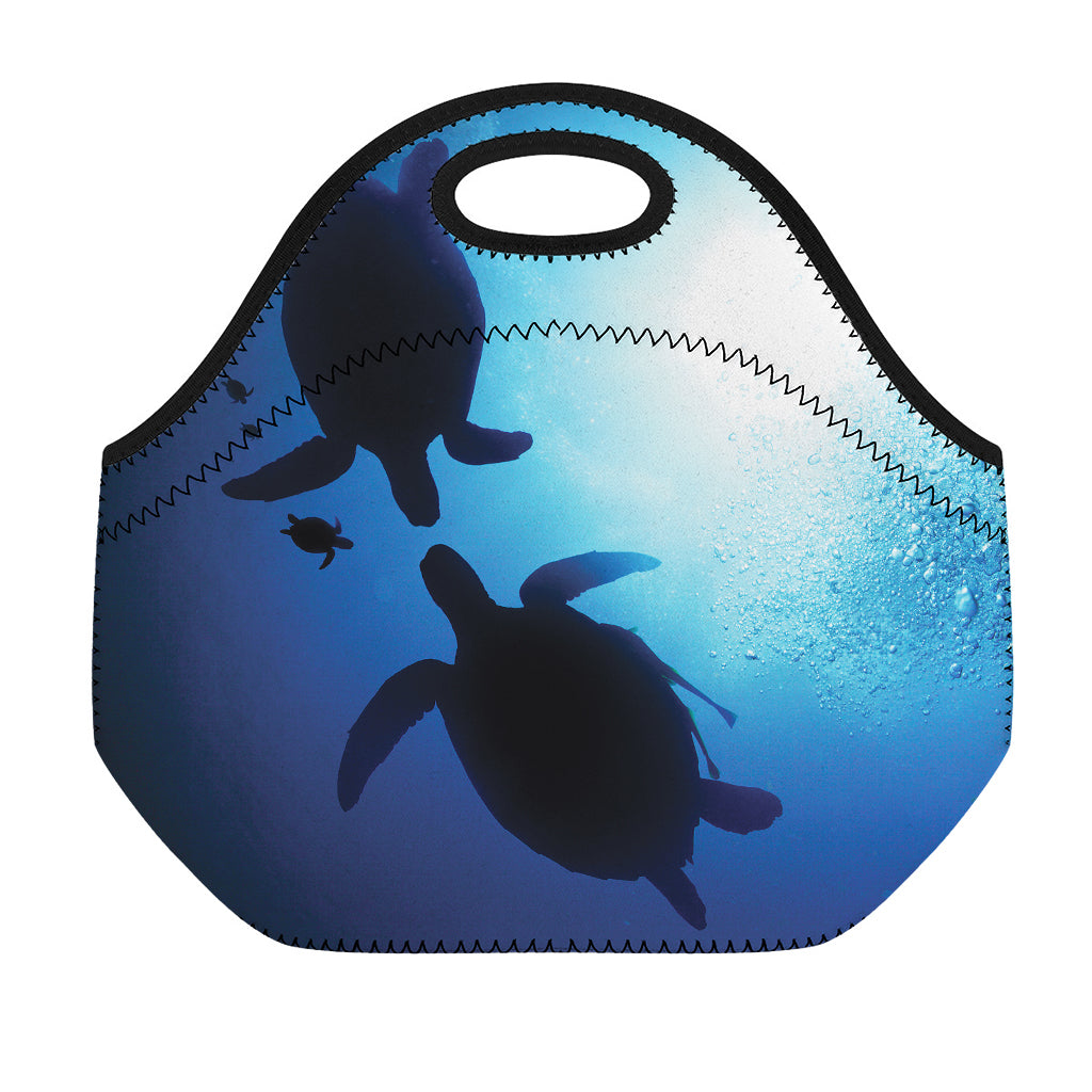 Sea Turtle Family Underwater Print Neoprene Lunch Bag