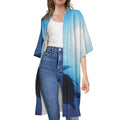 Sea Turtle Family Underwater Print Open Front Beach Cover Up