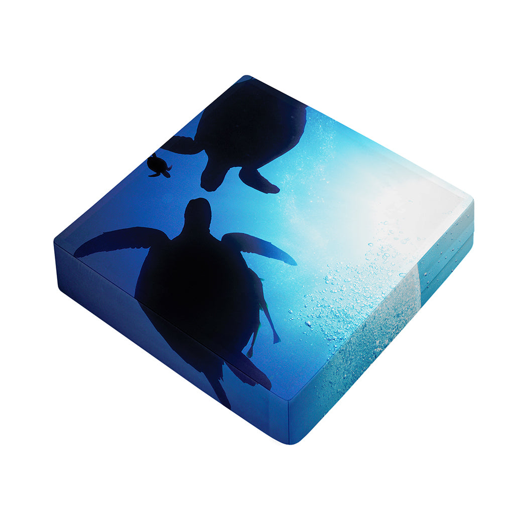 Sea Turtle Family Underwater Print Outdoor Seat Cushion Cover