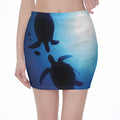 Sea Turtle Family Underwater Print Pencil Mini Skirt