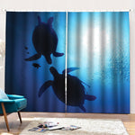 Sea Turtle Family Underwater Print Pencil Pleat Curtains