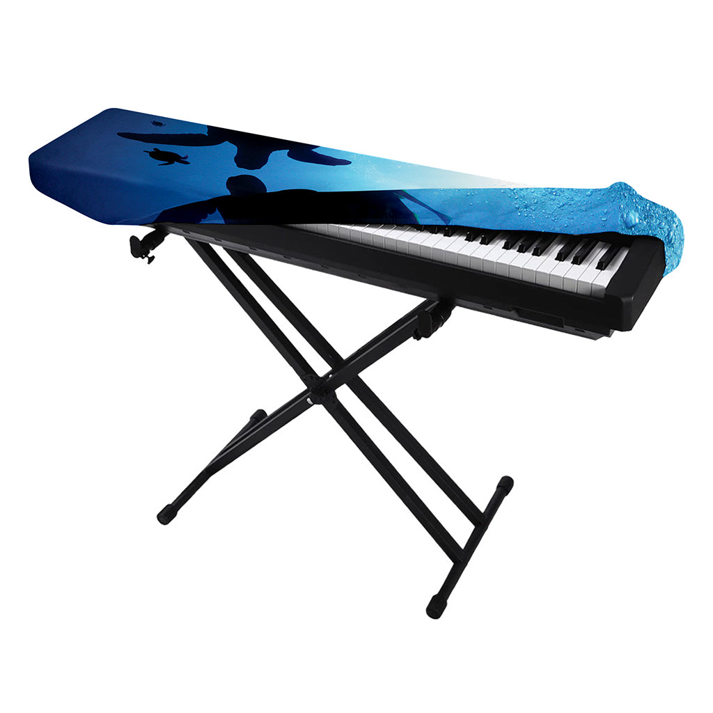 Sea Turtle Family Underwater Print Piano Keyboard Cover