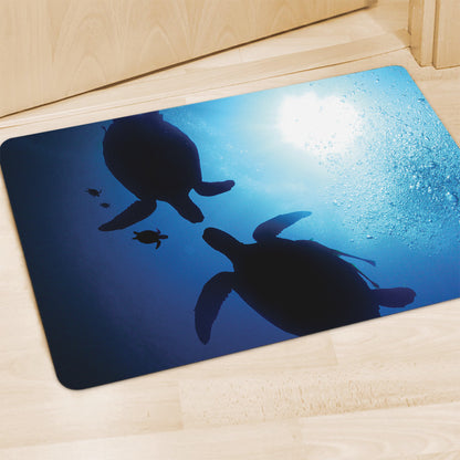 Sea Turtle Family Underwater Print Polyester Doormat