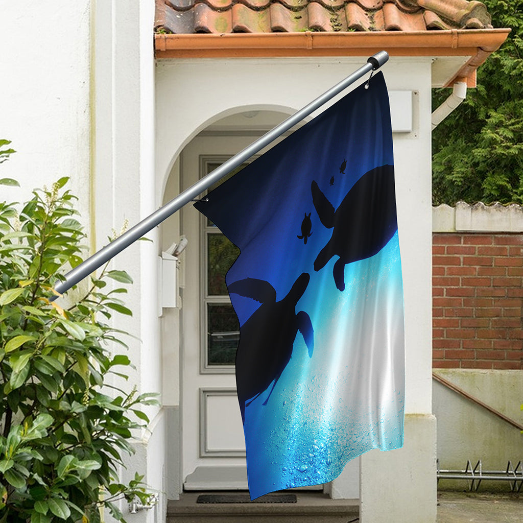 Sea Turtle Family Underwater Print Polyester Flag