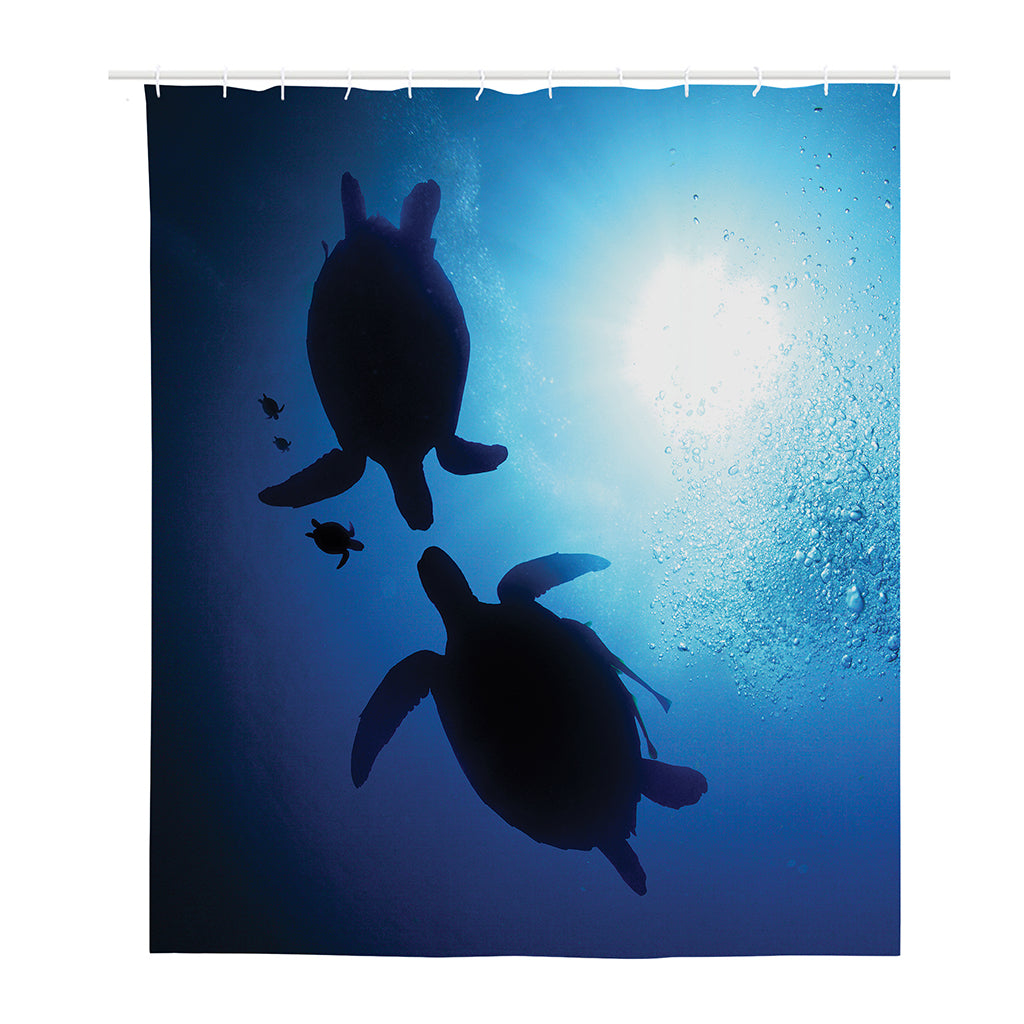 Sea Turtle Family Underwater Print Polyester Shower Curtain