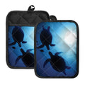 Sea Turtle Family Underwater Print Pot Holders With Pocket