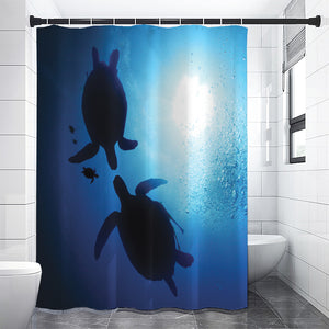 Sea Turtle Family Underwater Print Premium Shower Curtain