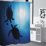 Sea Turtle Family Underwater Print Premium Shower Curtain