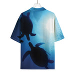 Sea Turtle Family Underwater Print Rayon Hawaiian Shirt