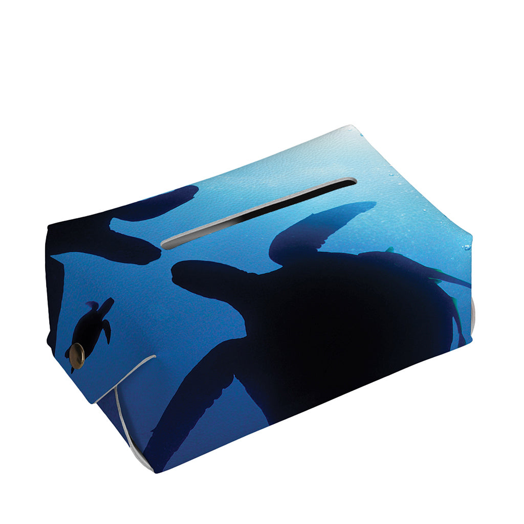Sea Turtle Family Underwater Print Rectangle Tissue Box Cover